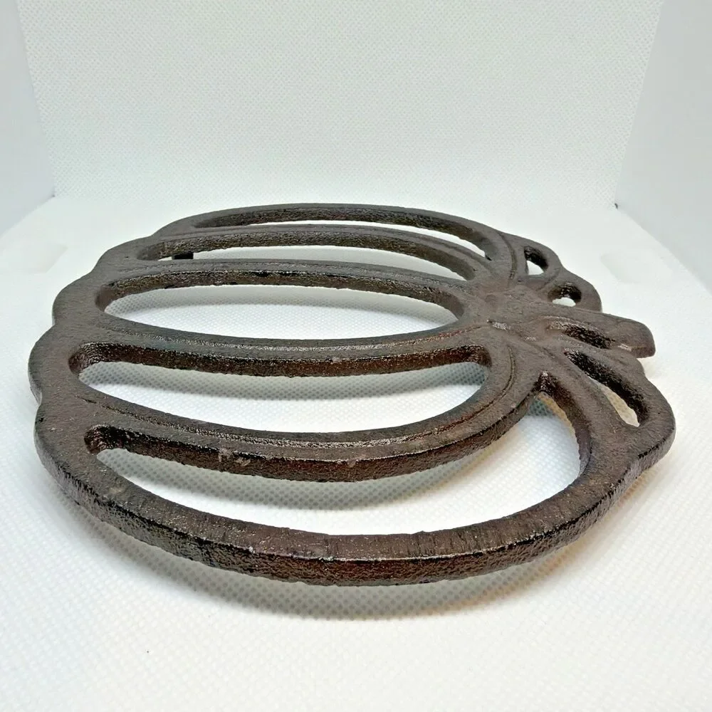 Rustic Cast Iron Pumpkin Trivet Fall Autumn Thanksgiving Kitchen Decor Heavy